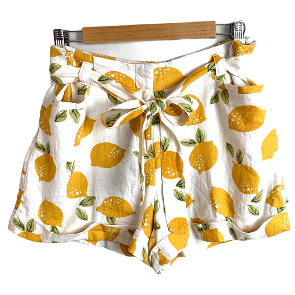 LOFT Pants - Loft Linen lemon Tie Waist Shorts Paperbag 10